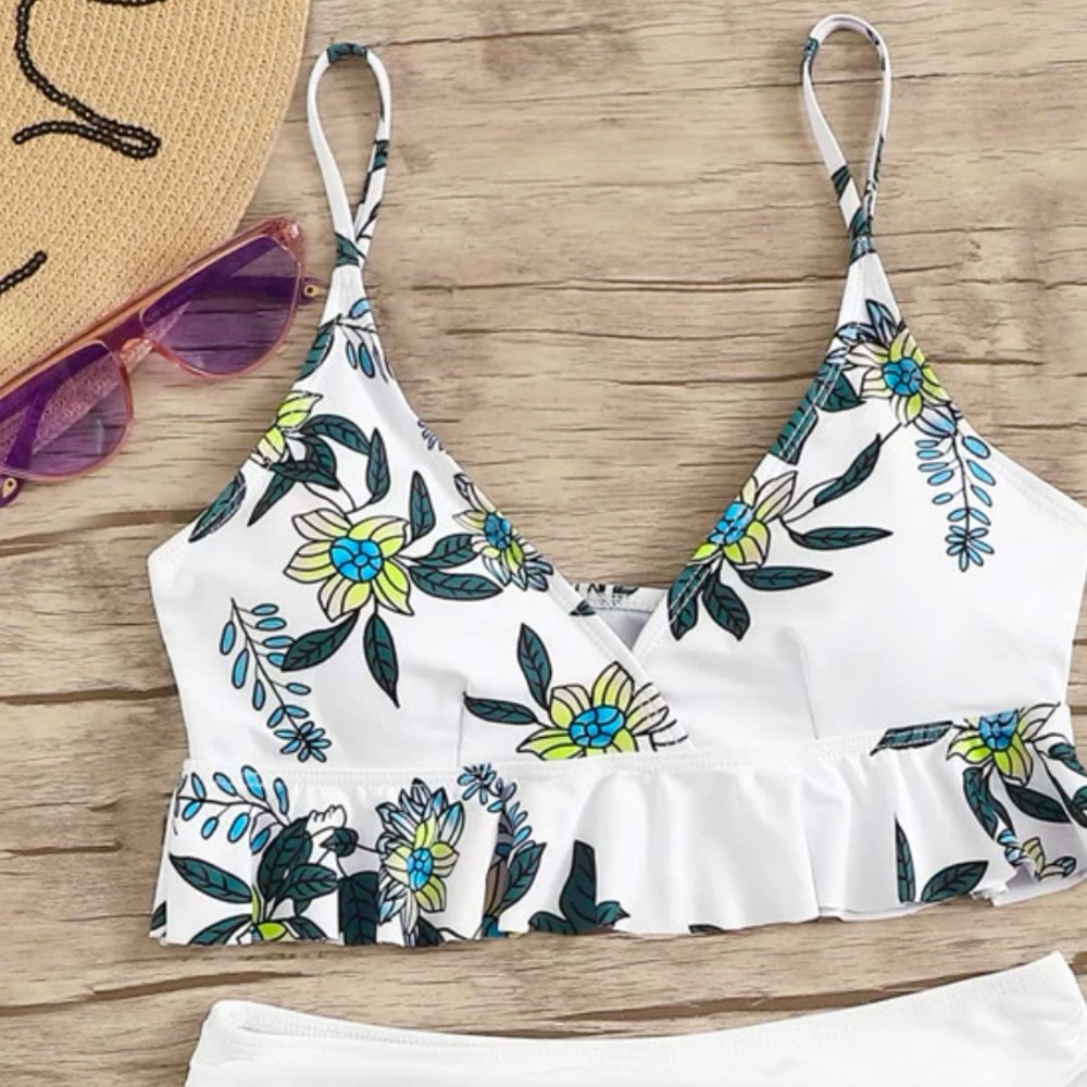 Floral print bikini top
